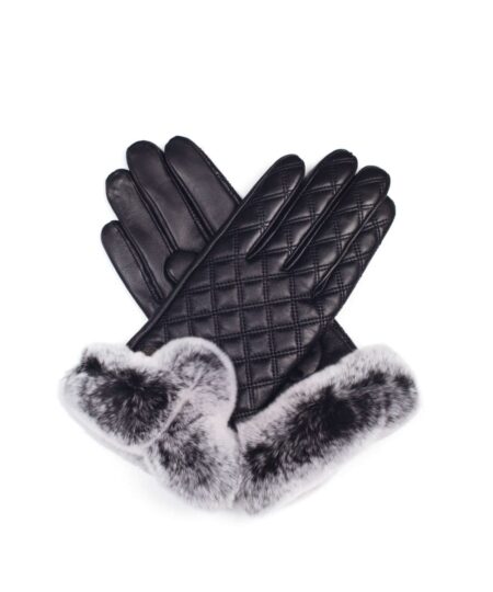 Black UGG Touch Screen Rabbit Fur Gloves