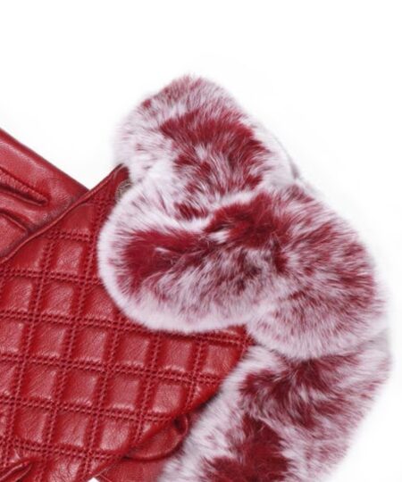Wine UGG Touch Screen Rabbit Fur Gloves