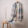 Mitchell-Y Pure Merino Wool Scarf - Blue-Grey & Cream Plaid